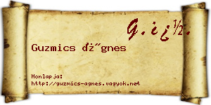 Guzmics Ágnes névjegykártya