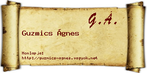 Guzmics Ágnes névjegykártya